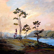 "CALABASH RIVER, CALABASH NC Original Oil Painting en plein air on Linen 24' x 24"Early spring morning along the river, painting with a few friends from Myrtle Beach.The warm tones in the sky play against the cooler tones of the landscape with magnificent Carolina Pines.