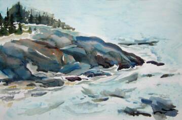 "Christmas Cove, Monhegan "WC on Arches 140# HP20x14 unmatted, unframedAVAILABLE FOR YOUR COLLECTION