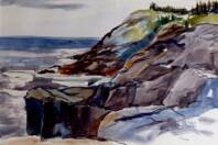 Monhegan Pulpit Rock watercolor