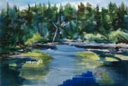 Monhegan Ice Pond watercolor