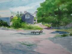 "Monhegan- Main St."watercolor 18x24 Arches #140 HP24"x18" unframed, unmattedAVAILABLE FOR YOUR COLLECTION
