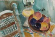 Monhegan Island Still Life watercolor painting