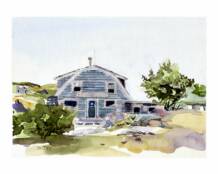 "Old Monhegan Store"watercolor artboard 9x7  image size 8x11 board size unframed-unmattedAVAILABLE FOR YOUR COLLECTION