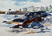Monhegan Wharf watercolor