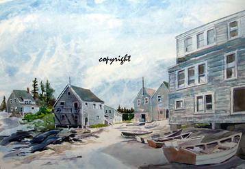 "Fishbeach, Monhegan "WC on Arches 140# HP20x14 unmatted, unframedAVAILABLE FOR YOUR COLLECTION