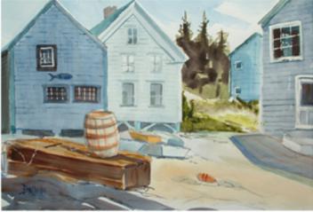 "Monhegan, Fish Beach"WC on Arches #140 hot press20x14 unmatted, unframedAVAILABLE FOR YOUR COLLECTION